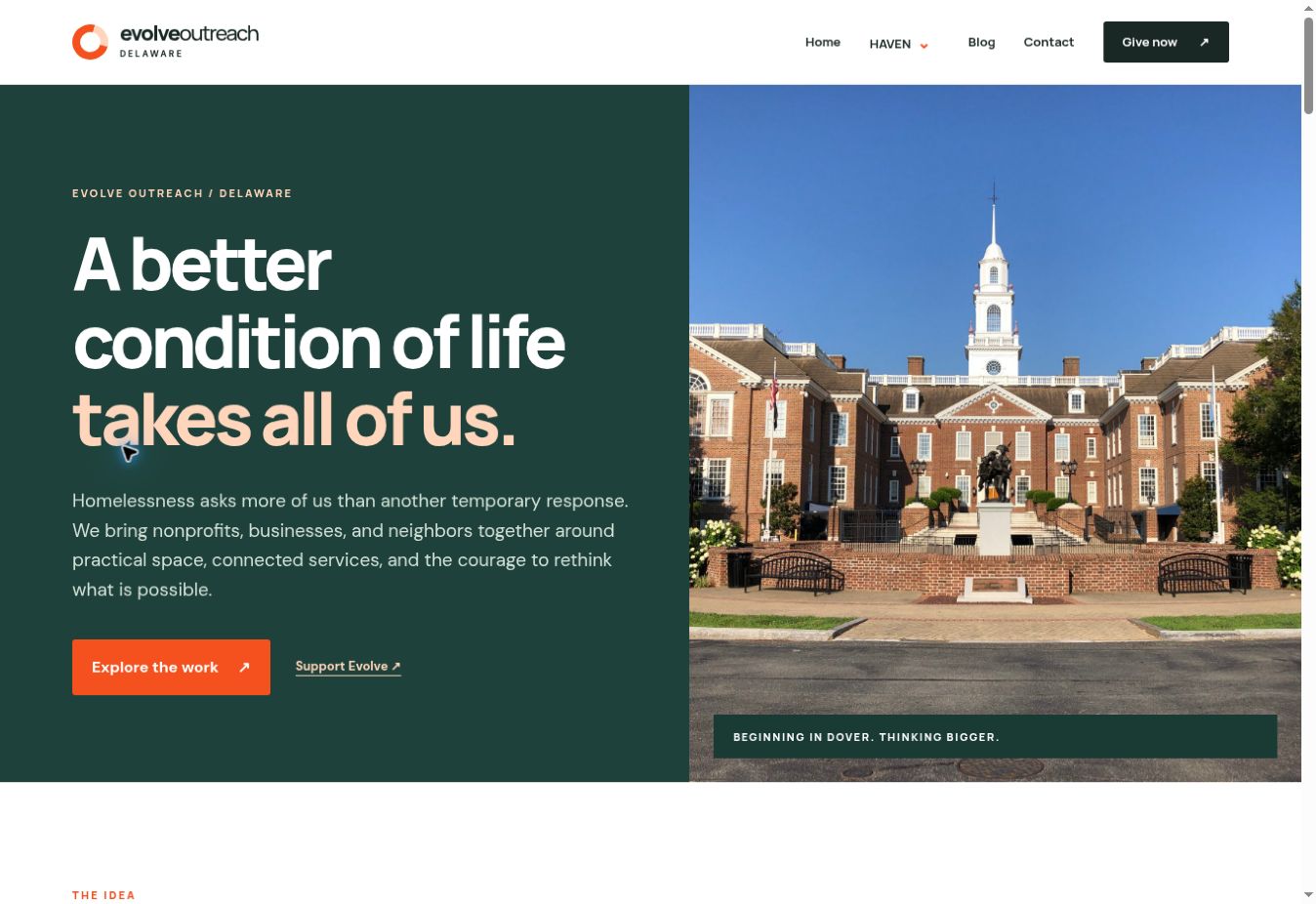 Evolve Outreach current website