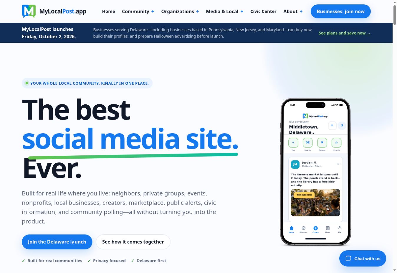 MyLocalPost current website