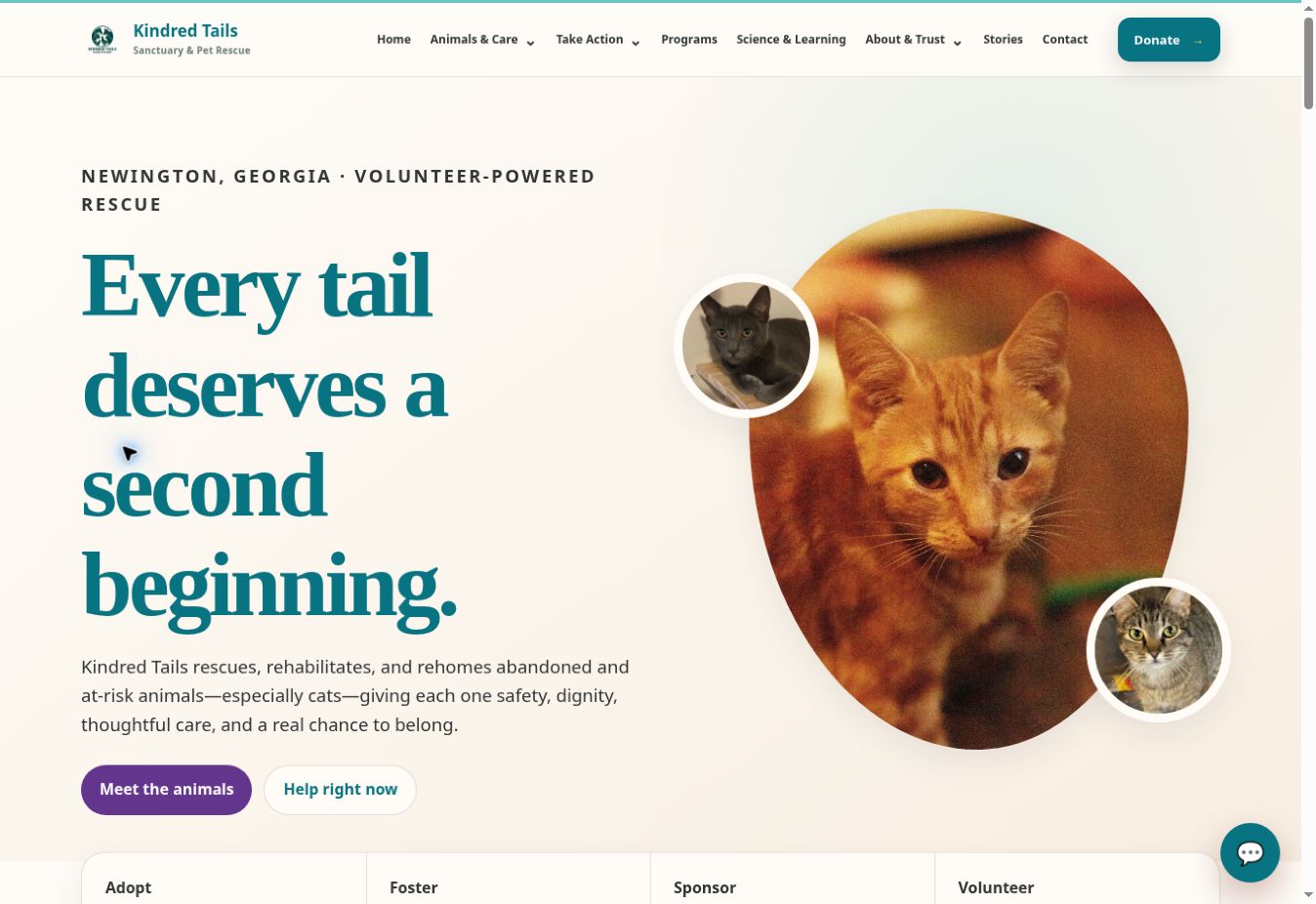 Kindred Tails Sanctuary current website